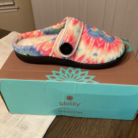 Glo lily memory foam slip orthotic arch tie dye slippers with rubber sole - Picture 1 of 1